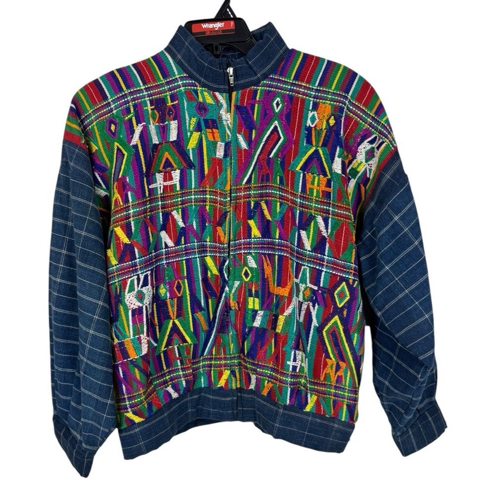VINTAGE Guatemalan Ixmucane Oversized Heavily Embroidered bomber Jacket S
